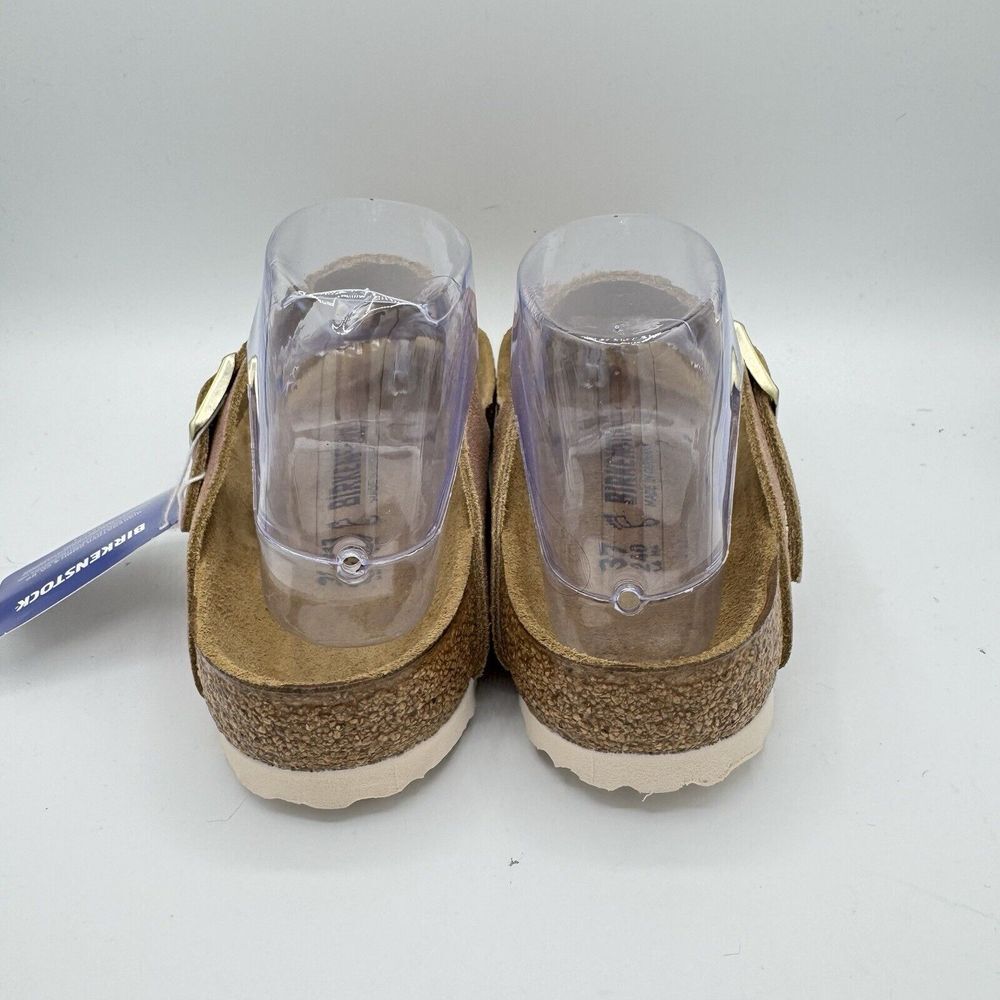 New Birkenstock Gizeh Sandals Washed Metallic Pink Leather Size US 6 Regular Fit - Picture 4 of 8